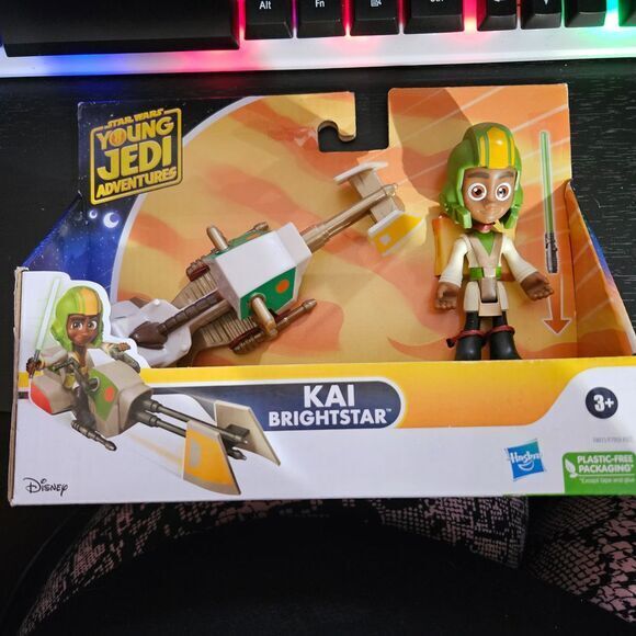 Disney‎ Star Wars young Jedi Adventures Kai Brightstar & Speeder Bike vehicle - Picture 1 of 7